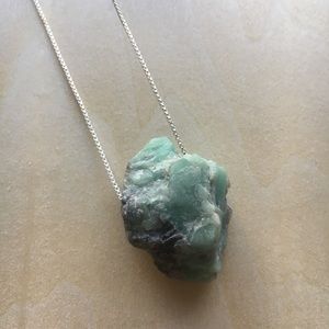 Raw emerald necklace